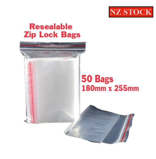 Resealable Bags - Zip Lock Bags 50 x 180mm x 255mm Best Seller