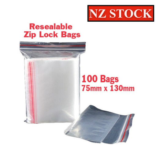 Resealable Bags - Zip Lock Bags 100 x 75mm x 130mm Best Seller