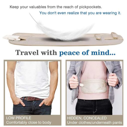 Secure Travel Freedom with Hidden Waist document money Belt Beige Best Seller - Image 7